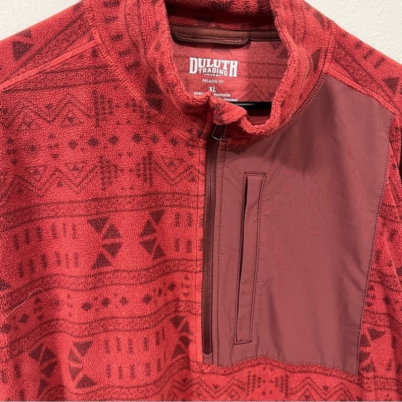 Duluth Trading Co Men's Red Quarter Zip Fleece Jacket Front Pocket SIZE XL - Picture 3 of 5